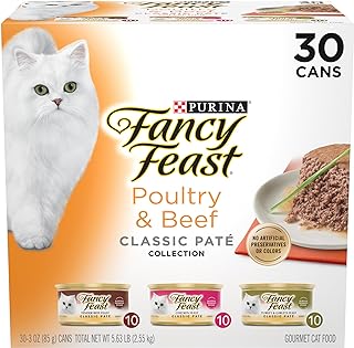 Fancy Feast Poultry and Beef Feast Classic Pate Collection Grain Free Wet Cat Food Variety Pack